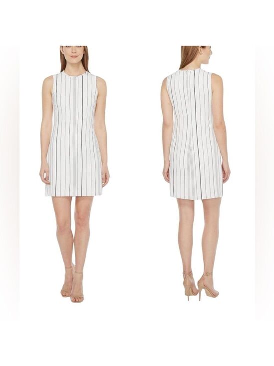 Calvin Klein Dresses & Skirts - Calvin Klein Crew Neck Sleeveless Women's Shift Dress White Stripes Size 8